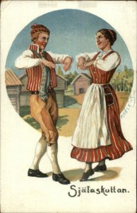 Adele S Sweden Swedish Custome Costumes SJALASKUTTAN c1910 Postcard