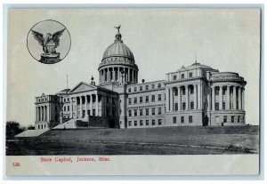 c1940s State Capitol Exterior Roadside Jackson Mississippi MS Unposted Postcard