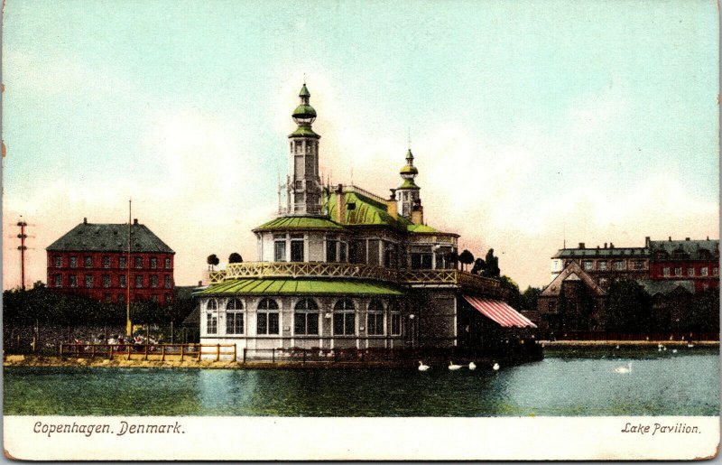 Vtg 1900s Copenhagen Denmark Lake Pavillion Antique Postcard