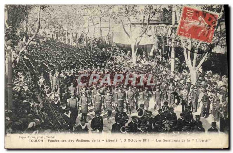 Old Postcard Toulon Funerals of victims of Liberty Survivors of Liberty