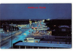 Amarillo Texas TX Vintage Postcard Street Scene Night View Tourist Center