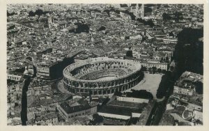 Postcard France Nimes Roman Arena historical landmark aerial cityscape