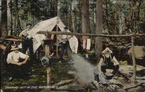 Men Camping in Adirondacks Carthage Cancel c1910 Postcard