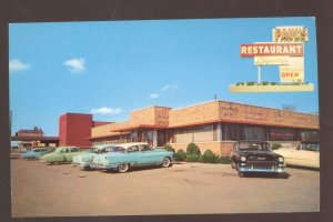 PAUL'S STEAK HOUSE RESTAURANT MIDCOAST MAINE CARS ADVERTISING POSTCARD