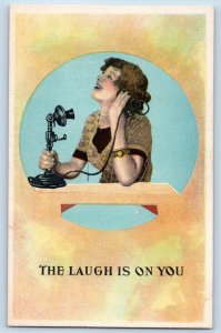 Pretty Woman Postcard Telephone The Laugh Is On You c1910's Posted Antique