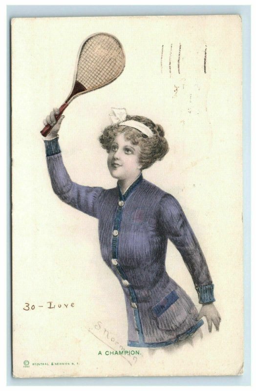 S. Norman A Champion Tennis or Badminton Girl Reinthal & Newman R&N Postcard
