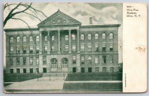 Utica New York~B&W~Utica Free Academy Bldg~Vintage Undivided Back Postcard