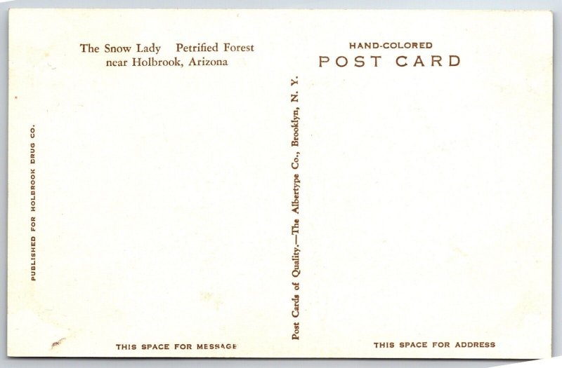 Snow Lady Petrified Forest Holbrook AZ UNP Hand Colored Albertype Postcard F17