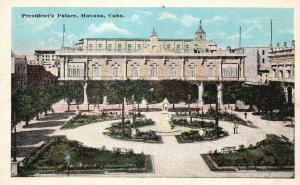 Vintage Postcard Preaident's Palace Showing View Park With Senate Havana Cuba