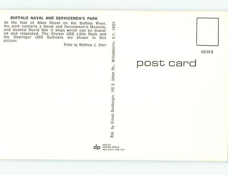 Unused Pre-1980 Military NAVAL AND SERVICEMAN'S PARK Buffalo New York NY hn1999