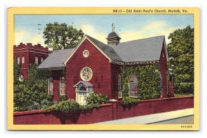 Old Saint Paul's Church Norfolk Va. Virginia c1953 Postcard