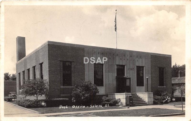 C72/ Salem Illinois Il Real Photo RPPC Postcard 1946 Post Office Building