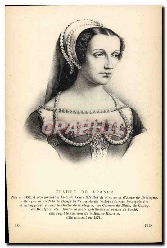 Old Postcard Claude of France