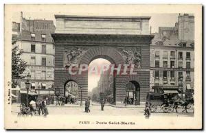Old Postcard Paris Porte Saint-Martin