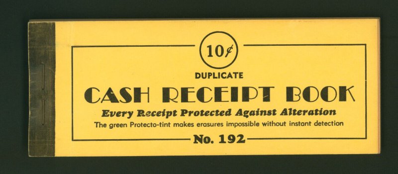 Duplicate Cash Receipt Book No. 192 About Half Are Used