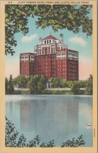 Postcard Cliff Towers Hotel from Lake Cliffs Dallas TX