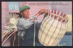 North Carolina Cherokee Indian Basket Weaver Maker Qualla Reservation - LINEN