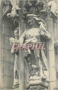 Old Postcard Rouen Cathedral Statue of Tour de Beurre