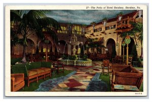 Patio of Hershey Hotel Hershey Pennsylvania PA UNP Linen Postcard W20