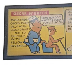 Vintage Seattle Transit Authority Oscar McButch 1940s Advertising Art Sign Comic