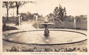 D30/ White Cloud Michigan Mi Real Photo RPPC Postcard 1931 Artesian Fountain