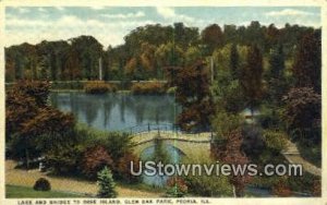 Lake & Bridge, Rose Island, Glen Oak Park - Peoria, Illinois IL  