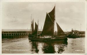 Harbour Lowestoft UK Great Britain old sailboat Boat LT907 RPPC Postcard