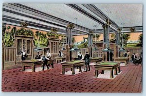 Buffalo New York Postcard Billiard Room Hotel Statler Interior View 1910 Vintage