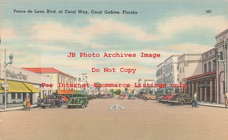 FL, Coral Gables, Florida, Ponce de Leon Blvd, Business Area, Tichnor No 79154