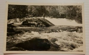 Vintage Postcard Rainbow Falls Neopit Wisconsin fly fishing river rapids   764