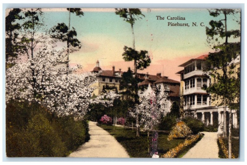 1933 The Carolina Hotel Pinehurst North Carolina NC Handcolored Vintage Postcard 