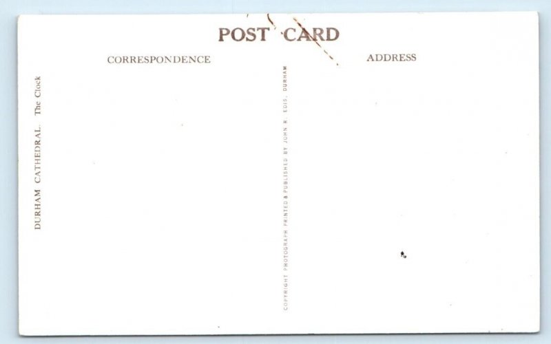 RPPC Durham Cathedral - The Clock ENGLAND UK Postcard