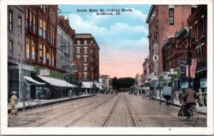 Postcard IL Rockford - South Main St. Looking North