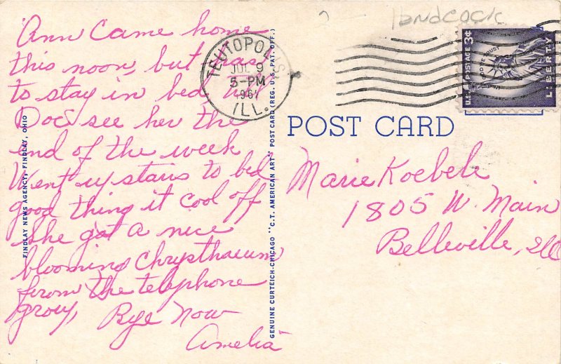 Findlay Ohio 1967 Postcard Findlay Hospital 