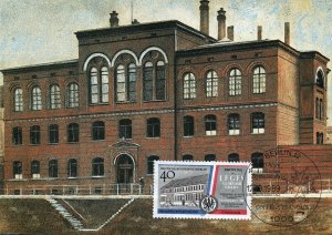 WEST BERLIN POSTAL SERVICES MAXIMUM POSTCARD 300th ANNIVERSARY FRENCH GYMNASIUM