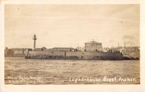 Brest France view of lighthouse from across water real photo pc BB2712