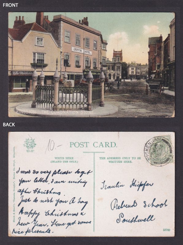 Vintage Postcard England Kingston Coronation Stone