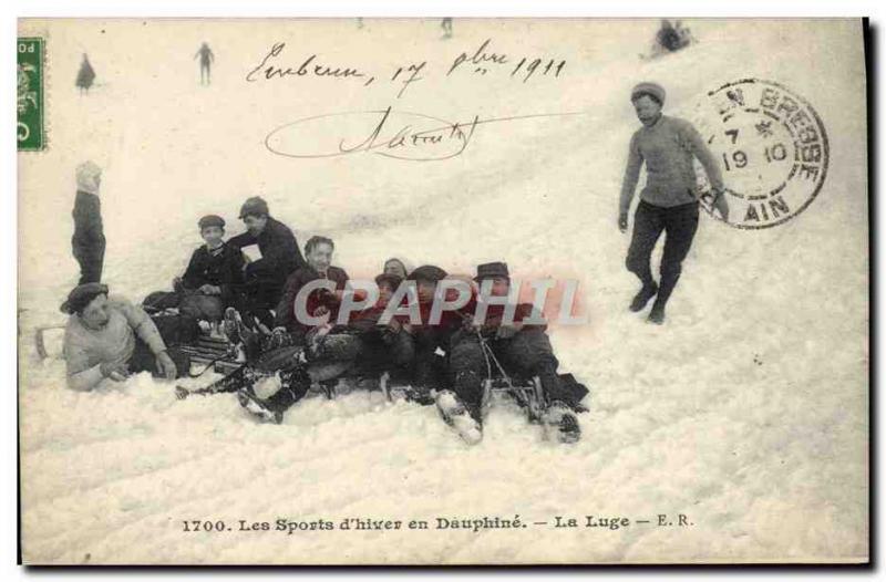 Old Postcard of Sports & # 39hiver Dauphine Skiing Luge