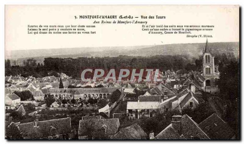 Old Postcard Montfort l & # 39Amaury View towers