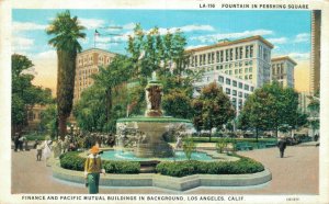 USA Finance and Pacific Mutual Buildings Los Angeles Vintage Postcard 07.84