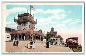 c1920 The Tower And Hotel On Mt. Penn Tourists Reading Pennsylvania PA Postcard