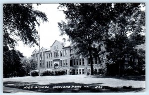 RPPC HIGHLAND PARK, Illinois IL ~ HIGH SCHOOL ca 1940s Lake County  Postcard