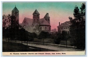 1913 St. Thomas Catholic Church and Priests House Ann Arbor Michigan MI Postcard