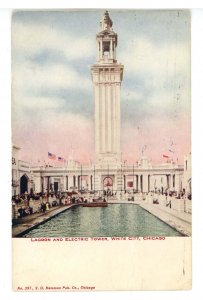 IL - Chicago. White City Amusements, Lagoon, Electric Tower ca 1909