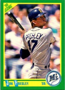 1990 Score Baseball Card Jim Presley Seattle Mariners sk2663