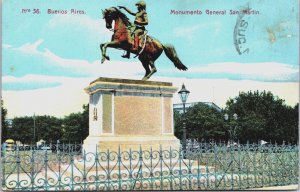 Argentina Buenos Aires Monumento General San Martin Vintage Postcard C129