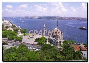 Postcard Modern Istanbul Turkiye Dolmabace Sarayi Saat Kulesi ve Camii