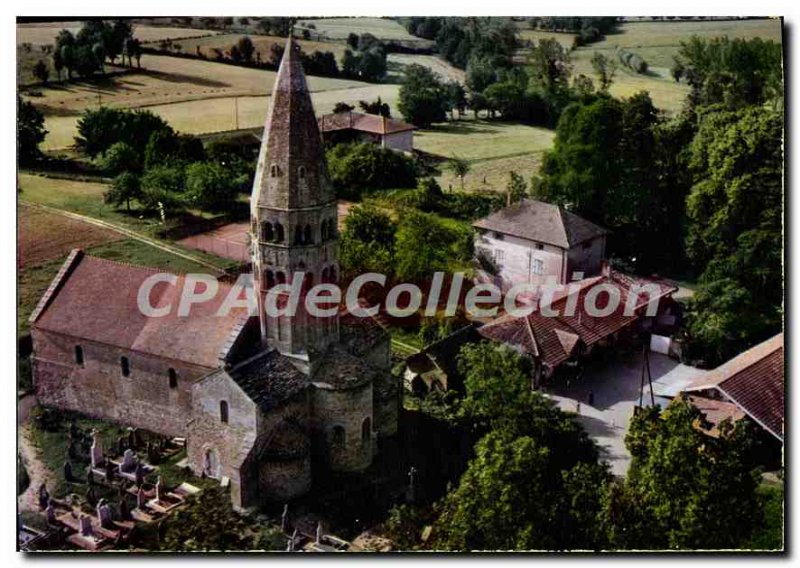 Postcard Old Bage le Chatel Ain aerial view Church of St Andre de Bage magnif...