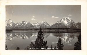 F76/ Grand Teton National Park Montana RPPC Postcard c40s Jackson Lake