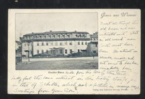 1902 GRUSS AUS WEIMER GERMANY GOETHE HAUS VINTAGE POSTCARD